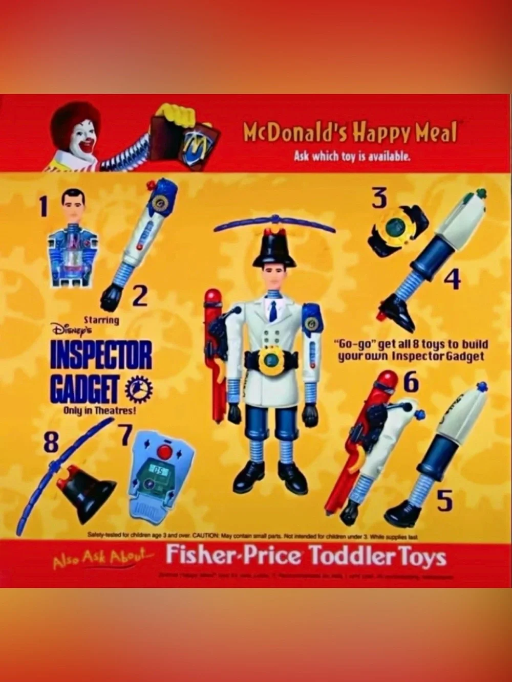 McDonald’s Inspector Gadget 1999 Complete Set 1-8 NIB SEALED Happy Meal Toys VTG